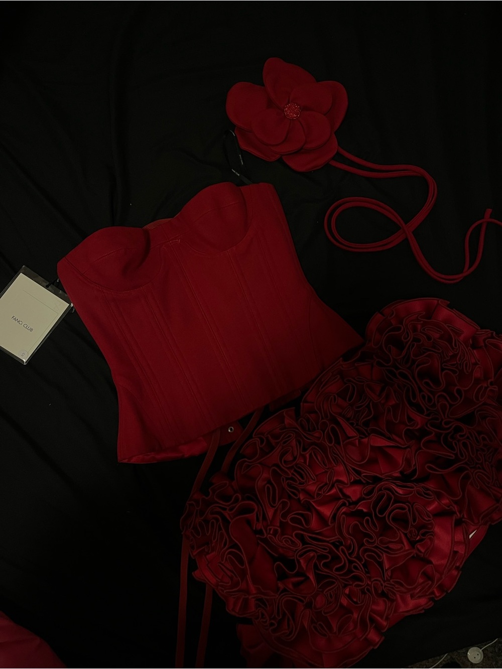 Fancì Club Red Viral Corset Dress with Ruffle Skirt